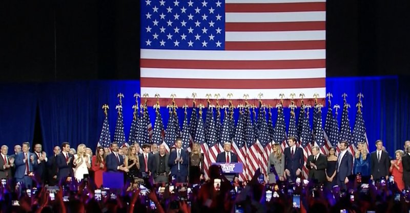 Trump utropar sig som segrare i presidentvalet 2024. Foto: Skärmavbild TV4 Trump utropar sig som segrare i presidentvalet 2024. Foto: Skärmavbild TV4
